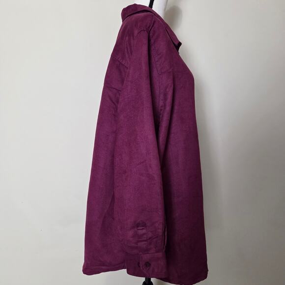 Woman Within 2X (26/28) Faux Suede Shirt Shacket Button Front Long Sleeve - Picture 4 of 16